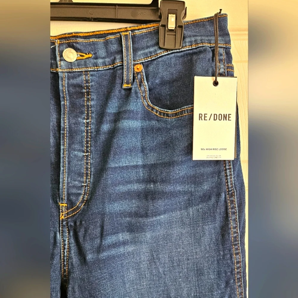 NWT RE/DONE Women's 90s High Rise Loose Jeans: Deep Faded Blue: Size- 30 - Picture 3 of 15